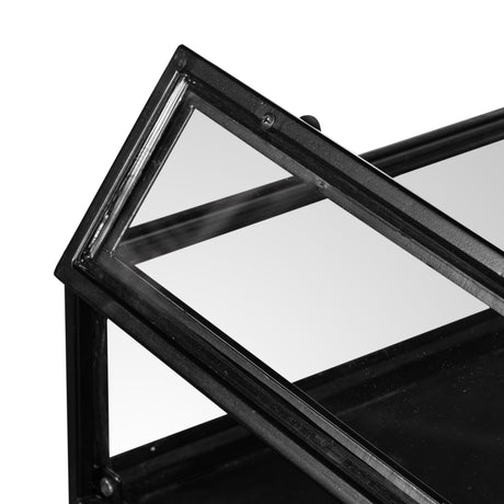 Black Iron with Tempered Glass | Shadow Box End Table | Valley Ridge Furniture