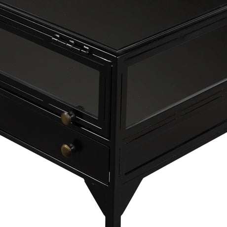 Black Iron with Tempered Glass | Shadow Box End Table | Valley Ridge Furniture