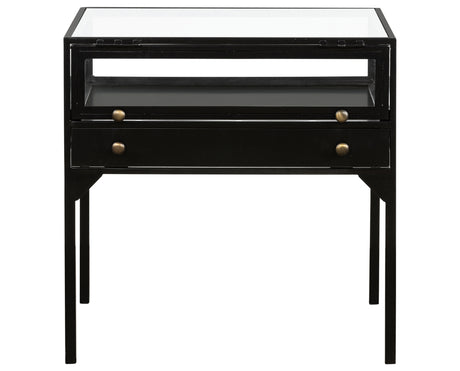Black Iron with Tempered Glass | Shadow Box End Table | Valley Ridge Furniture