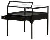 Black Iron with Tempered Glass | Shadow Box End Table | Valley Ridge Furniture