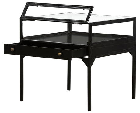 Black Iron with Tempered Glass | Shadow Box End Table | Valley Ridge Furniture