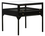 Black Iron with Tempered Glass | Shadow Box End Table | Valley Ridge Furniture