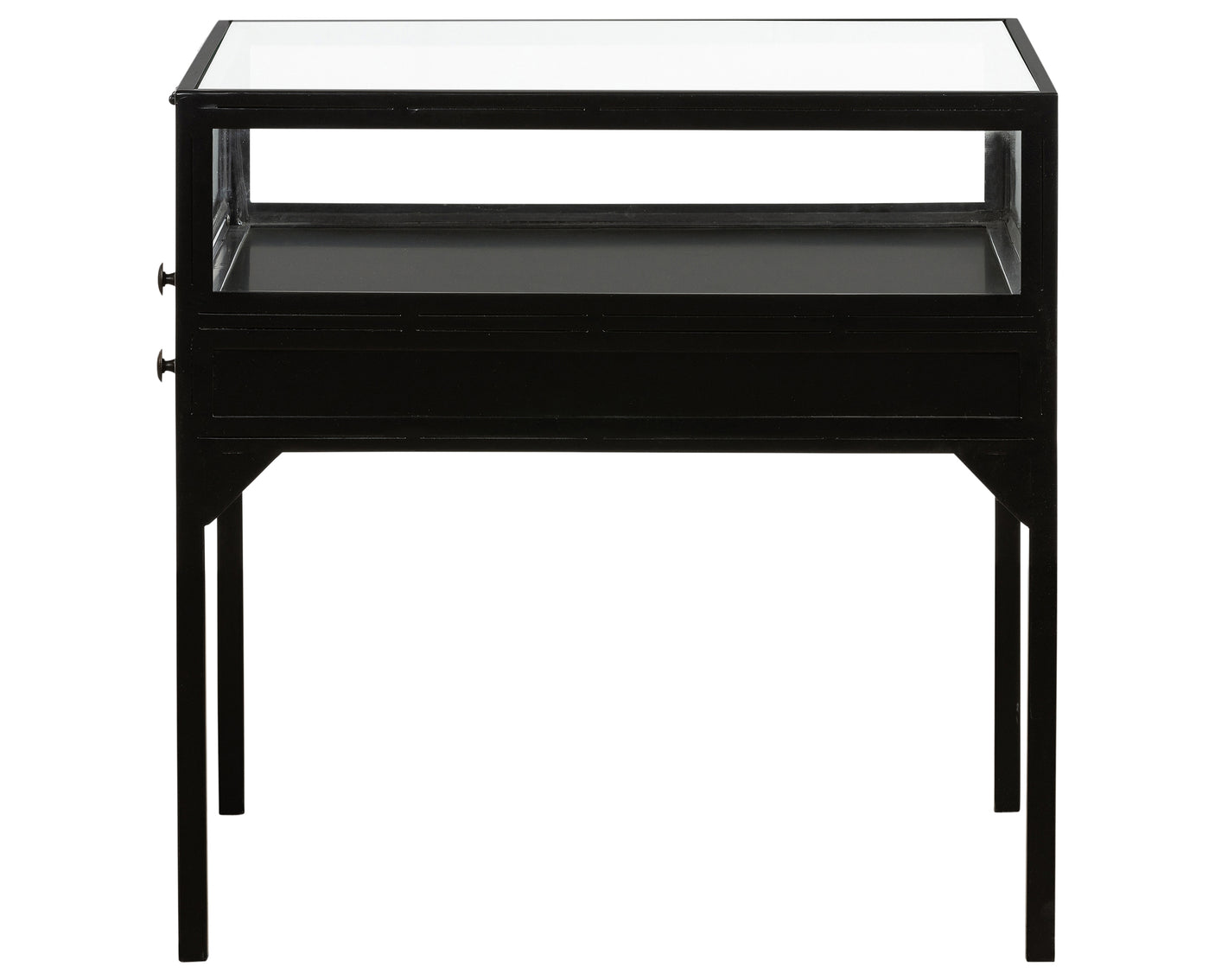 Black Iron with Tempered Glass | Shadow Box End Table | Valley Ridge Furniture