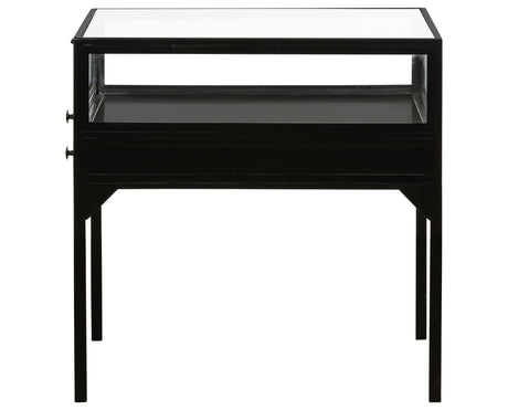 Black Iron with Tempered Glass | Shadow Box End Table | Valley Ridge Furniture