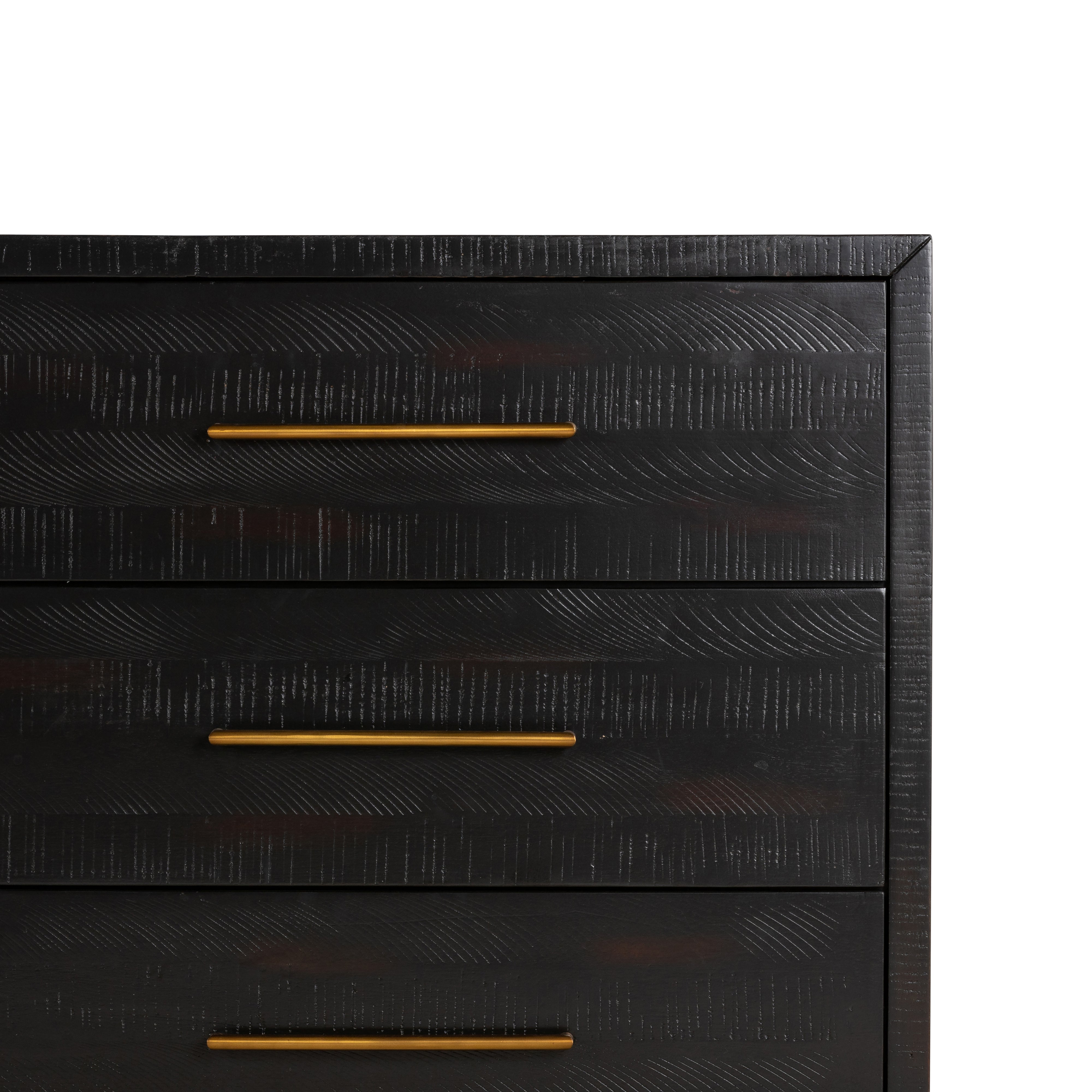 Burnished Black Wood with Antique Brass Iron | Suki 6 Drawer Dresser | Valley Ridge Furniture