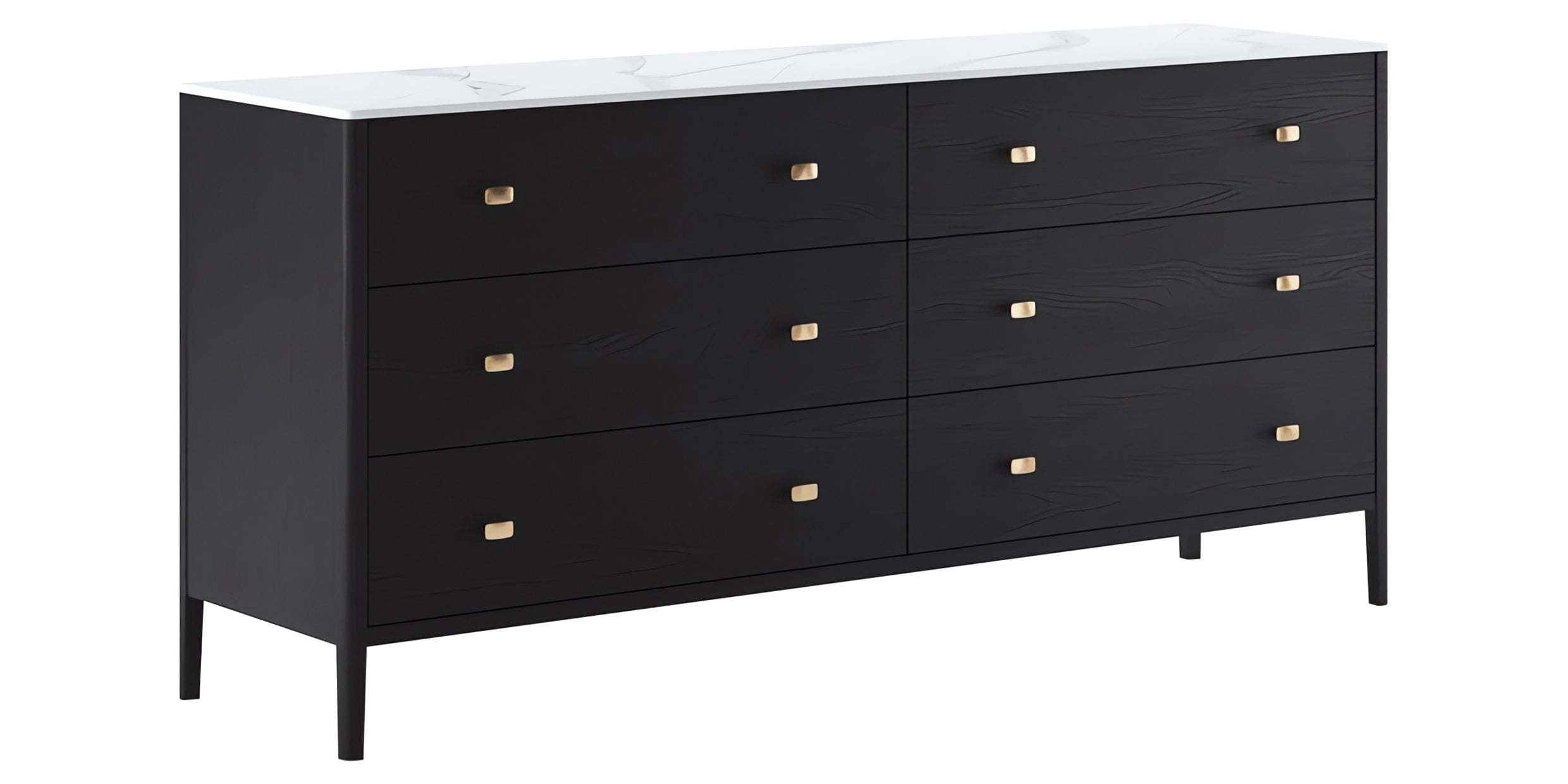 Matte Black on Oak with Porcelain and Bronze Handles | Mobican Zara Double Dresser | Valley Ridge Furniture