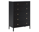 Matte Black on Oak with Porcelain and Bronze Handles | Mobican Zara High Chest | Valley Ridge Furniture