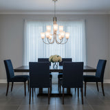 Miles Nine Light Chandelier — Etched white