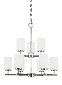 Oslo Nine Light Chandelier — Cased Opal Etched
