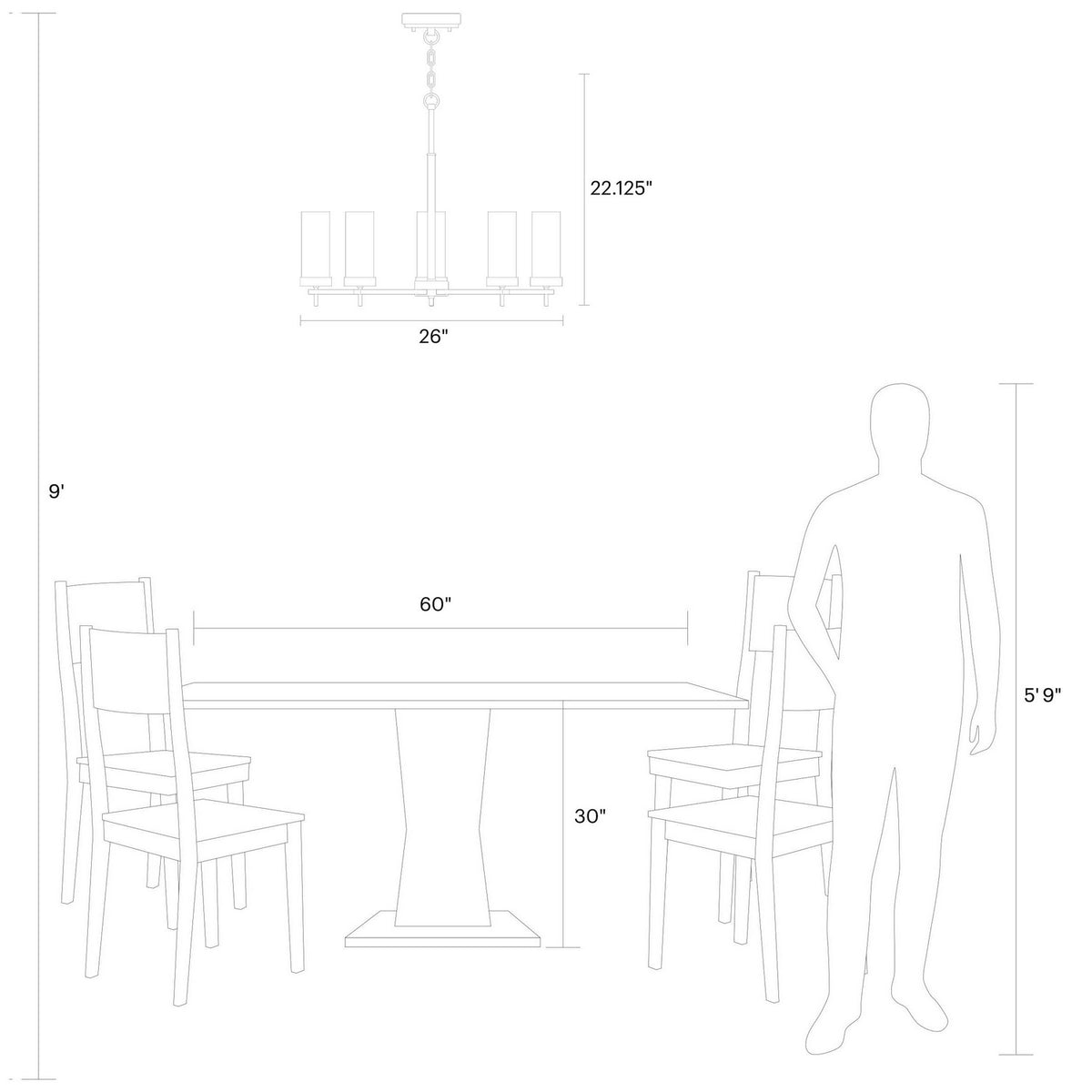 Zire Five Light Chandelier — 3.5 W