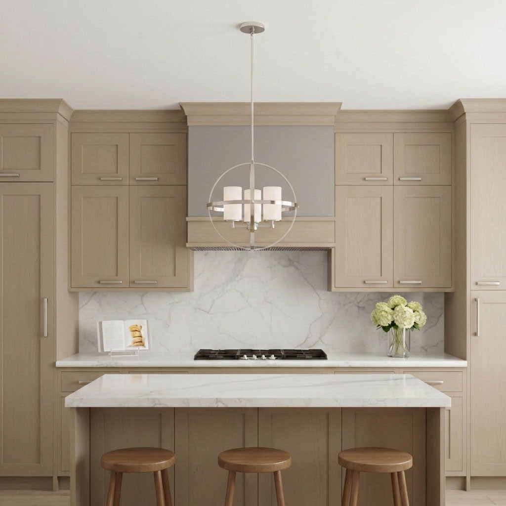 Alturas Three Light Chandelier — Etched / White Inside
