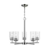 Oslo Five Light Chandelier — Clear Seeded