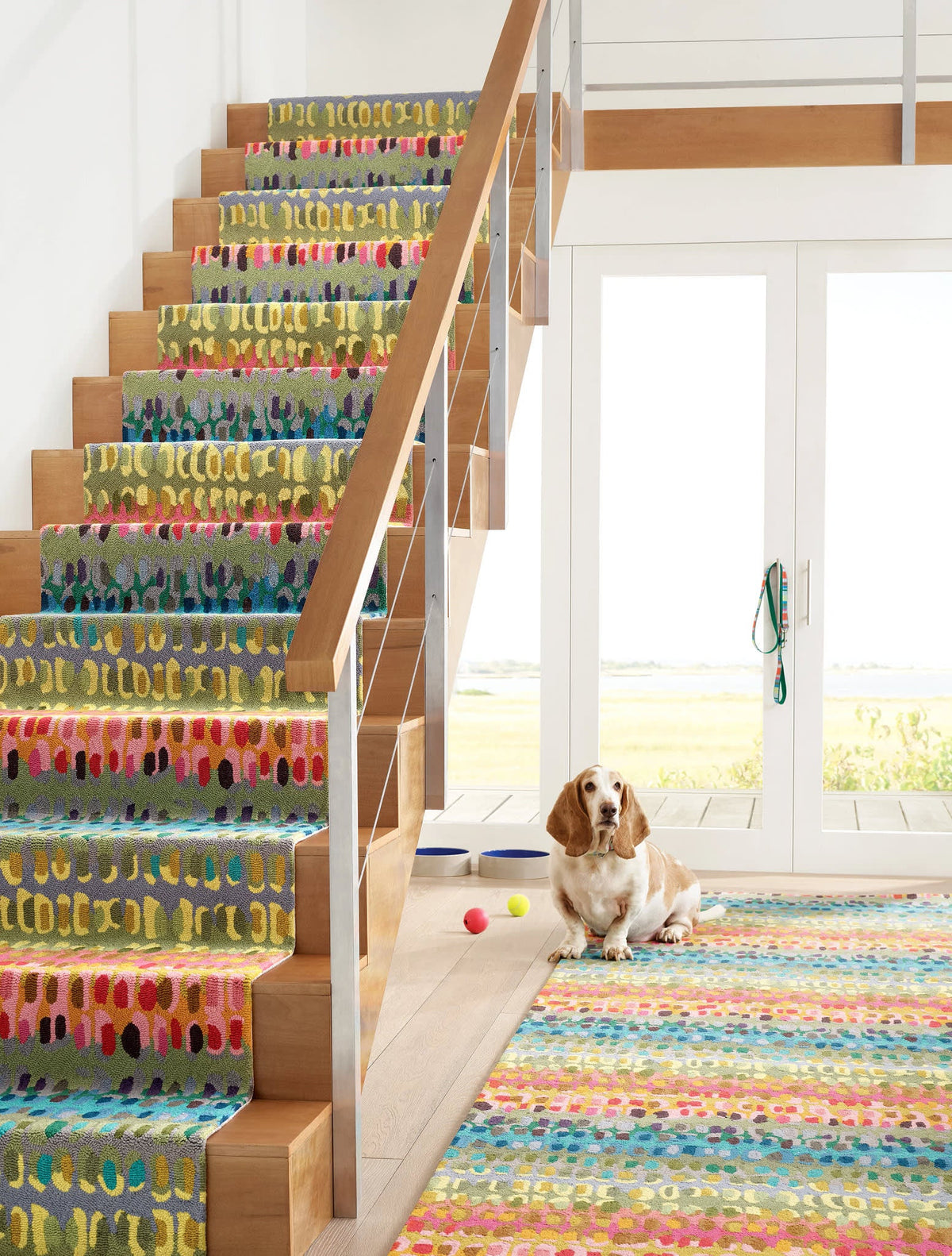 Dash & Albert Paint Chip Hand Micro Hooked Wool Rug in Multicolour, stair runner