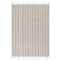 Dash & Albert Arven Striped Handmade Cotton Rug in Grey, on white