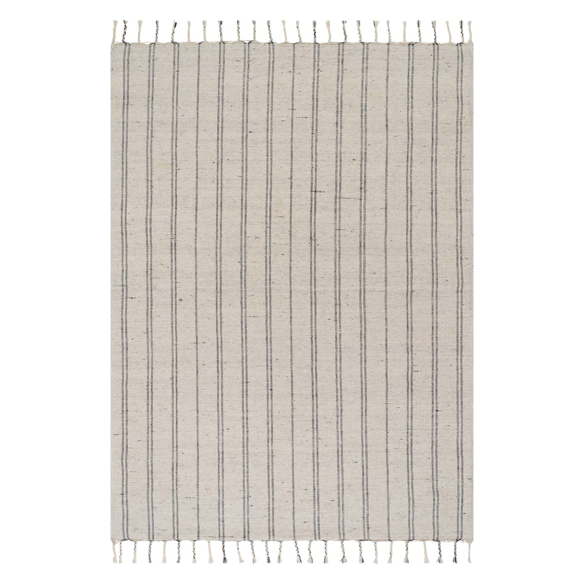 Dash & Albert Arven Striped Handmade Cotton Rug in Grey, on white