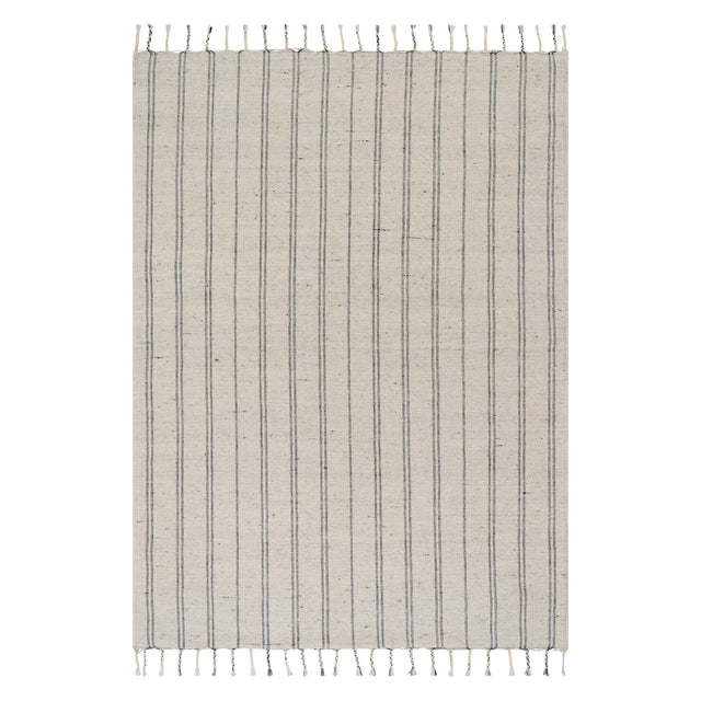 Dash & Albert Arven Striped Handmade Cotton Rug in Grey, on white