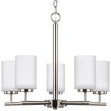Oslo Five Light Chandelier — Cased Opal Etched