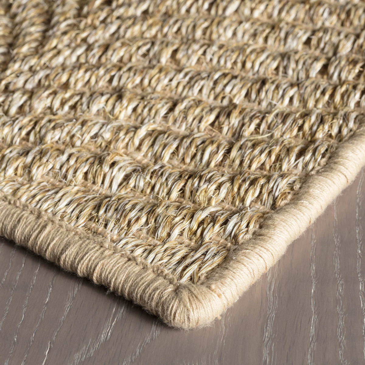 Dash & Albert Wave Woven Sisal Rug in Natural, corner detail