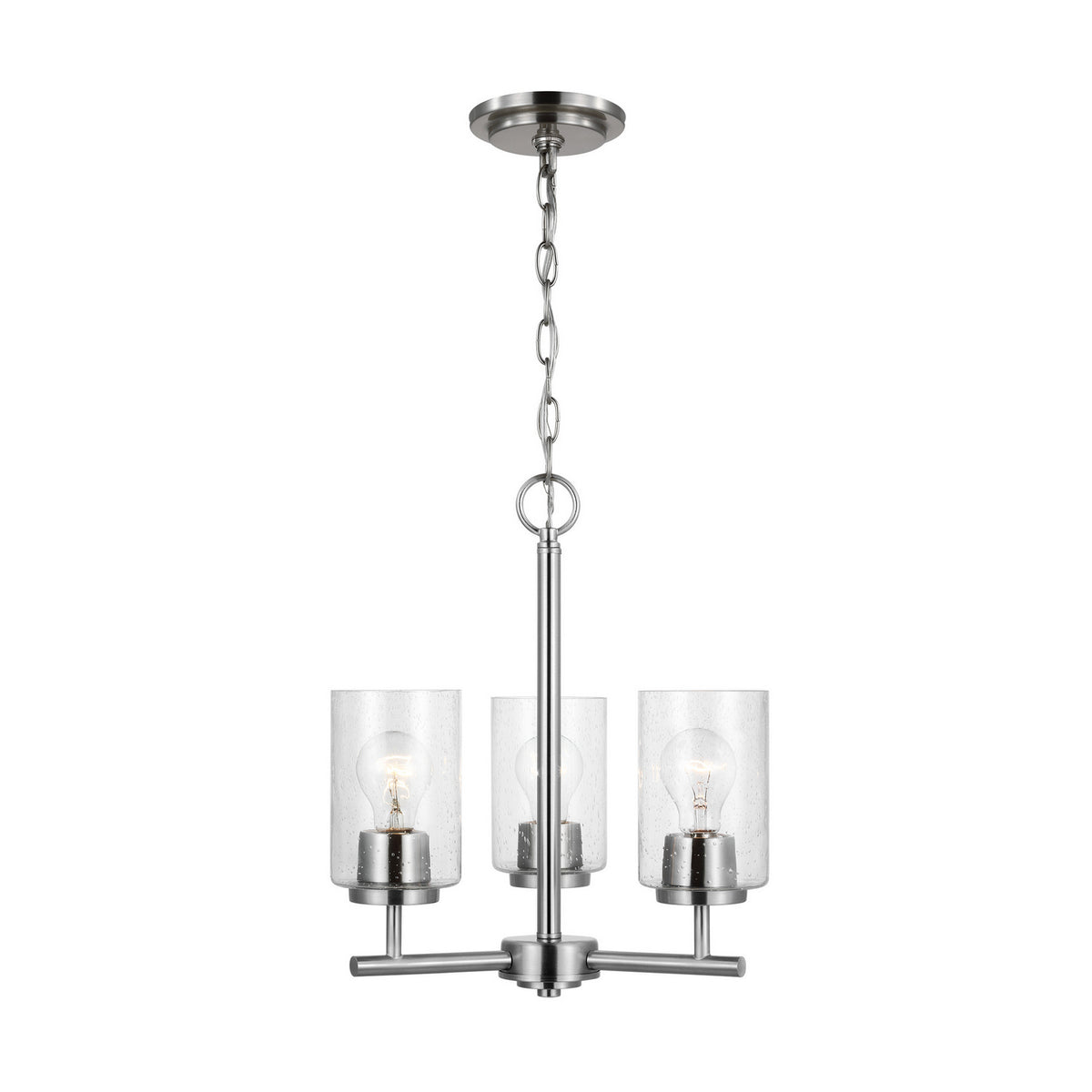 Oslo Three Light Chandelier — Clear Seeded