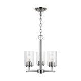 Oslo Three Light Chandelier — Clear Seeded