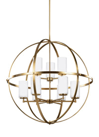 Alturas Nine Light Chandelier — Etched / White Inside