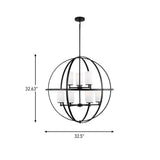 Alturas Nine Light Chandelier — Etched / White Inside
