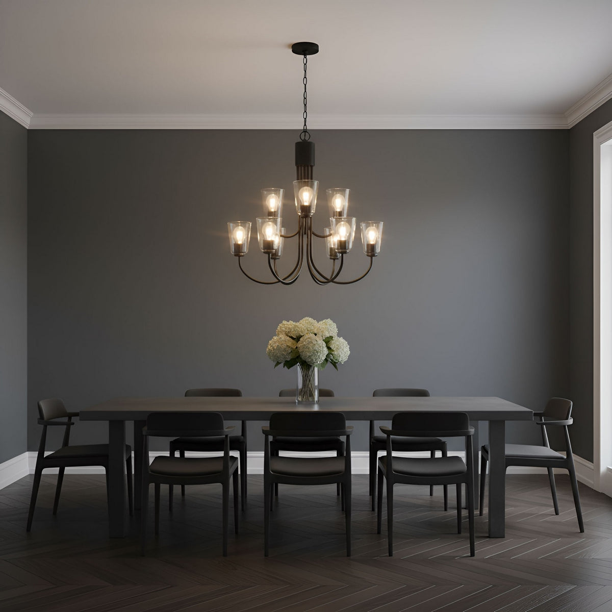 Miles Nine Light Chandelier — Clear