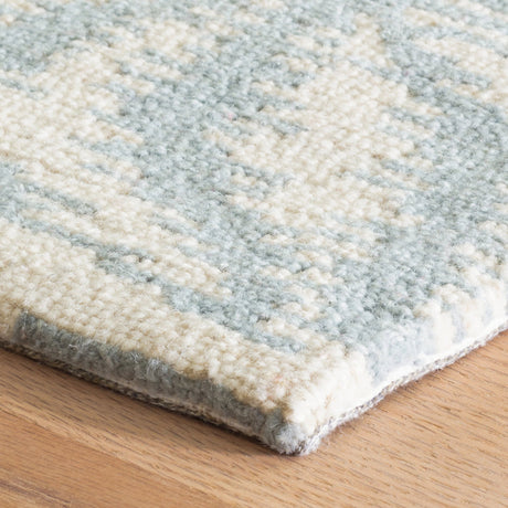 Dash & Albert Aster Hand Micro Hooked Wool Rug in Sky, corner detail