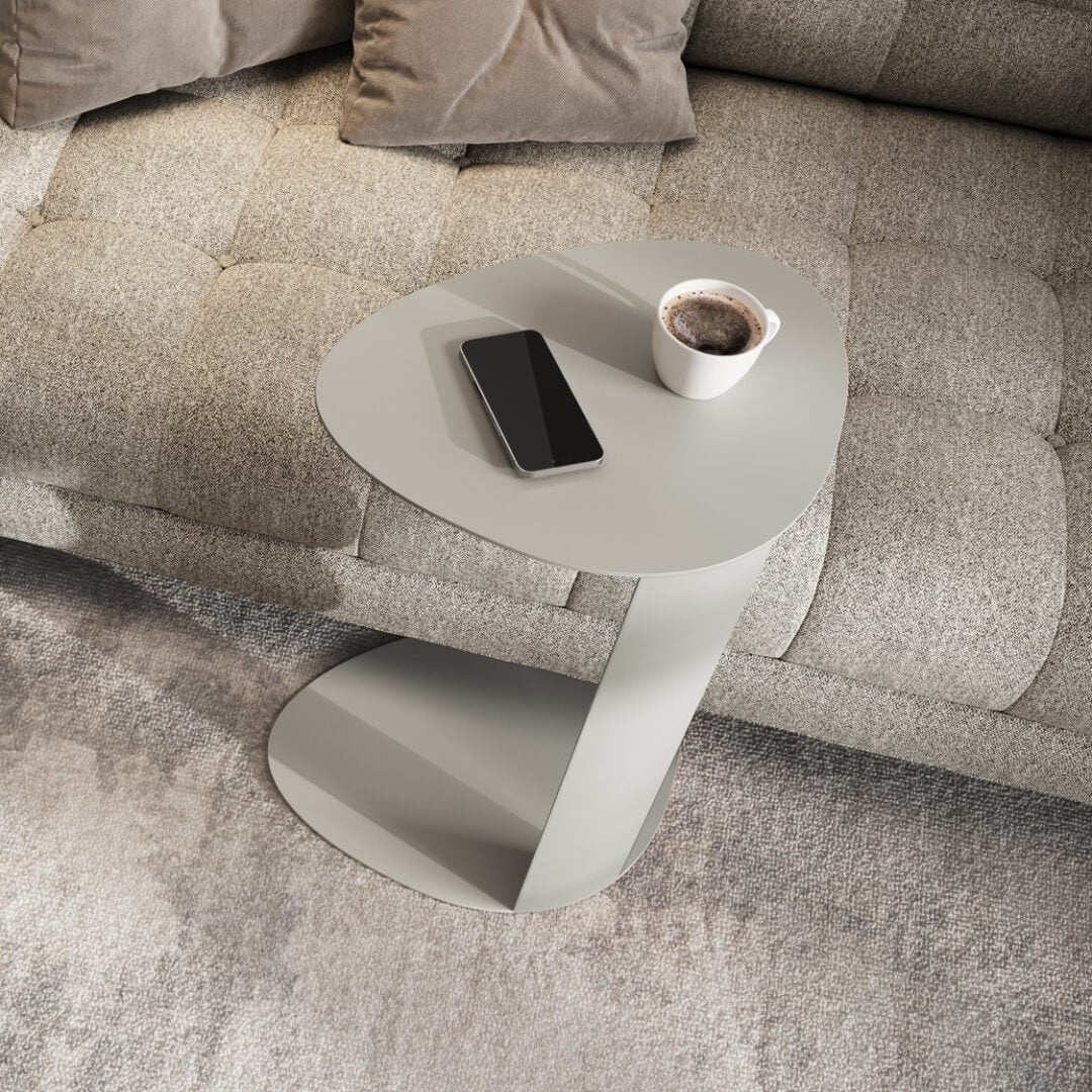 BDi Bink Laptop Stand / Side Table in Stone, in a room setting