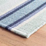 Dash & Albert Barbados Stripe Handwoven Cotton Rug in Blue, corner detail