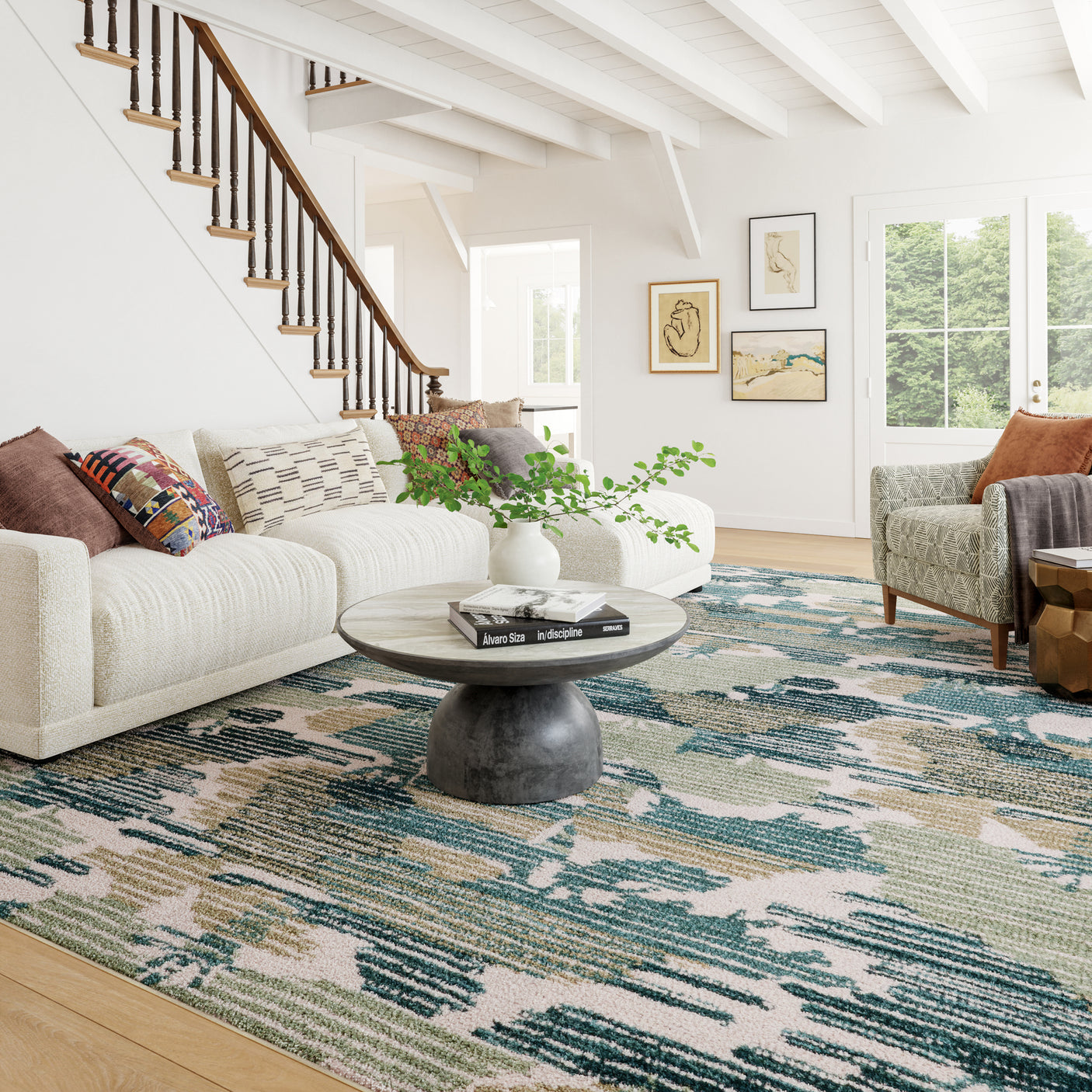 Sierro Modern Abstract Machine Washable Rug