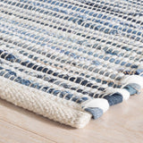 Dash & Albert Denim Rag Ribbed Handwoven Cotton Rug in Blue, corner detail