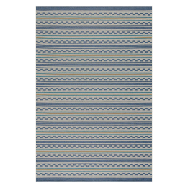 Dash & Albert Caldera Modern Checkered Indoor/Outdoor Rug in Blue, on white