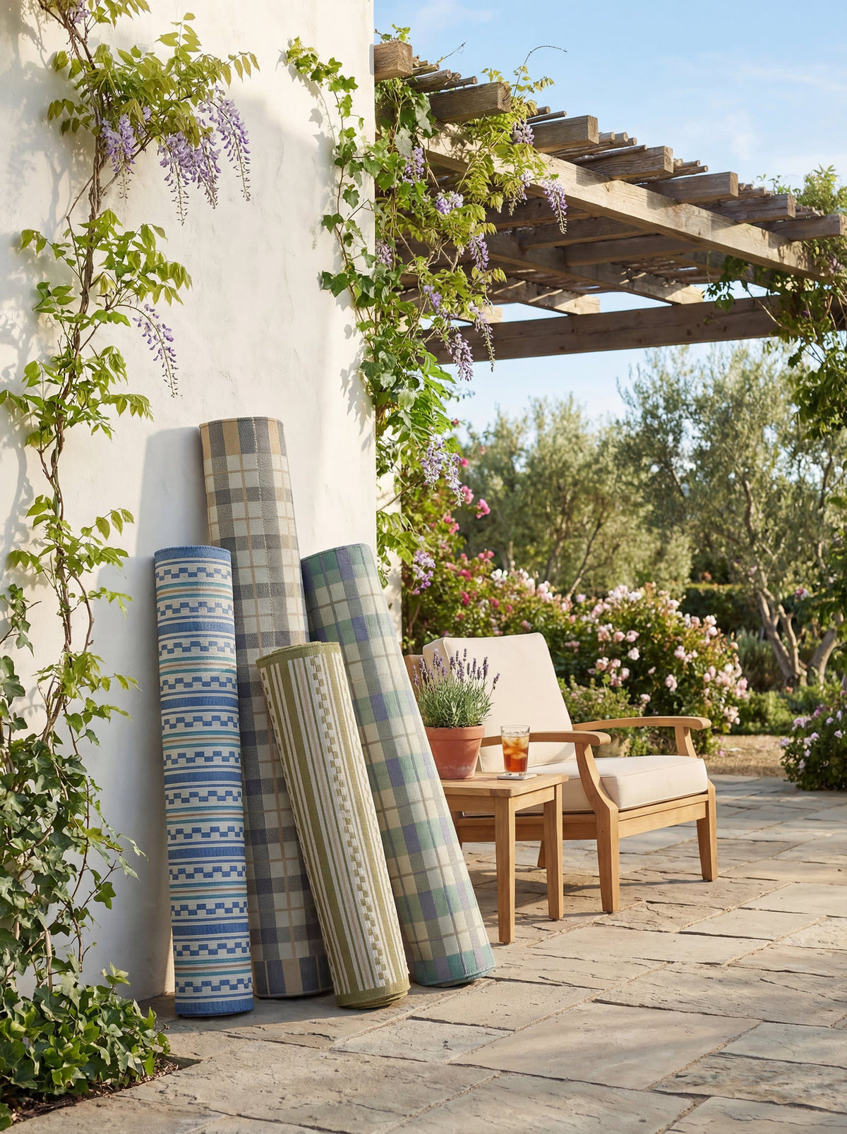 Dash & Albert Caldera Modern Checkered Indoor/Outdoor Rug in Blue, photo 3