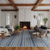 Dash & Albert Caldera Modern Checkered Indoor/Outdoor Rug in Blue, photo 4