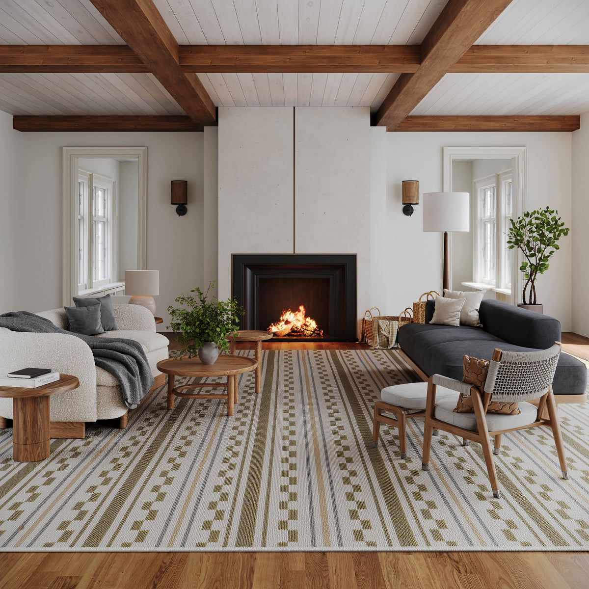Dash & Albert Caldera Modern Checkered Indoor/Outdoor Rug in Tan, photo 3