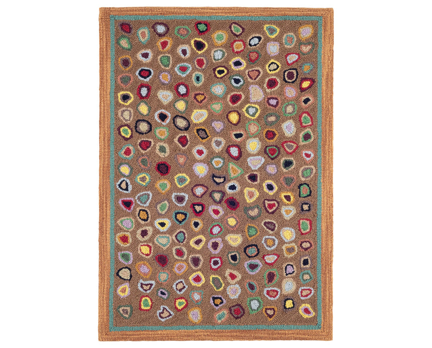 Rug with a Cat's Paw Hand Micro Hooked pattern on a plain background