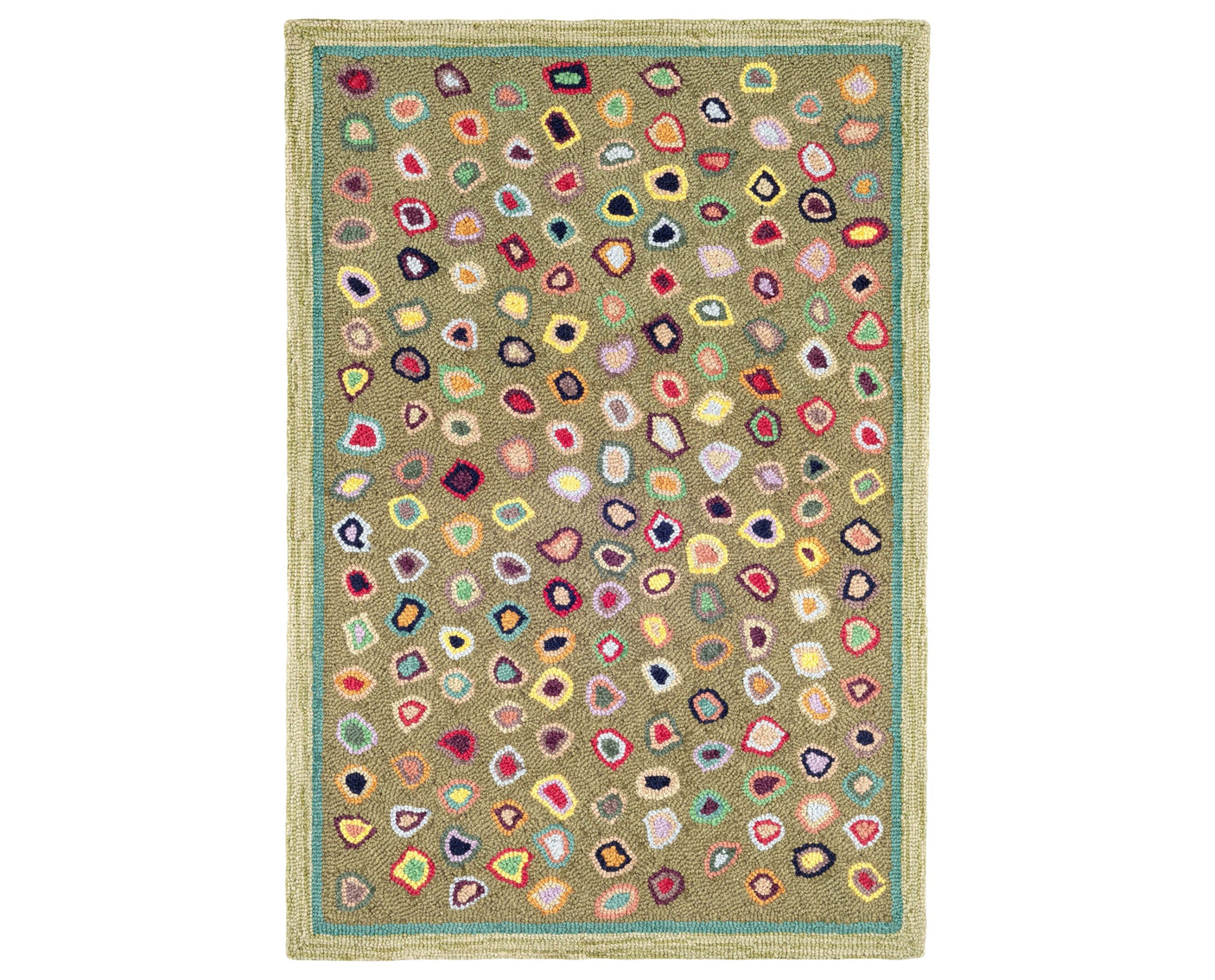 Rug with a Cat's Paw Hand Micro Hooked pattern on a plain background