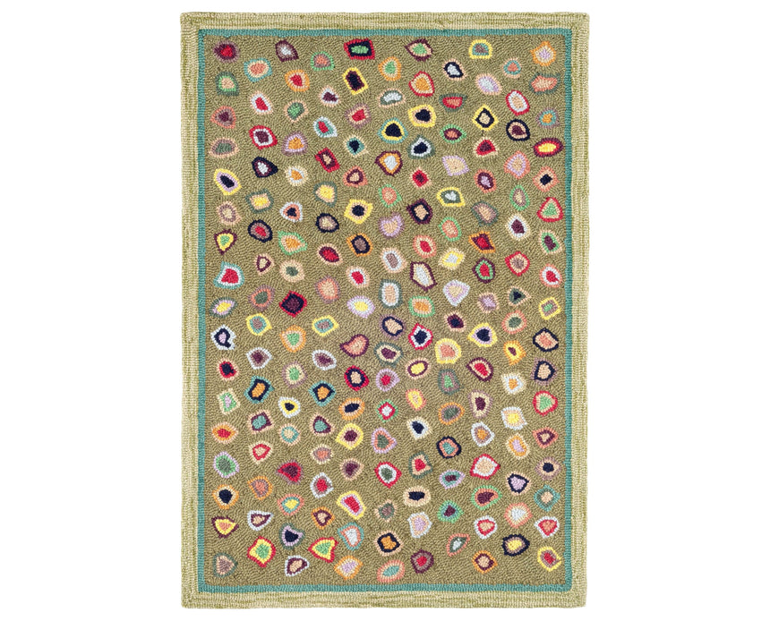 Rug with a Cat's Paw Hand Micro Hooked pattern on a plain background