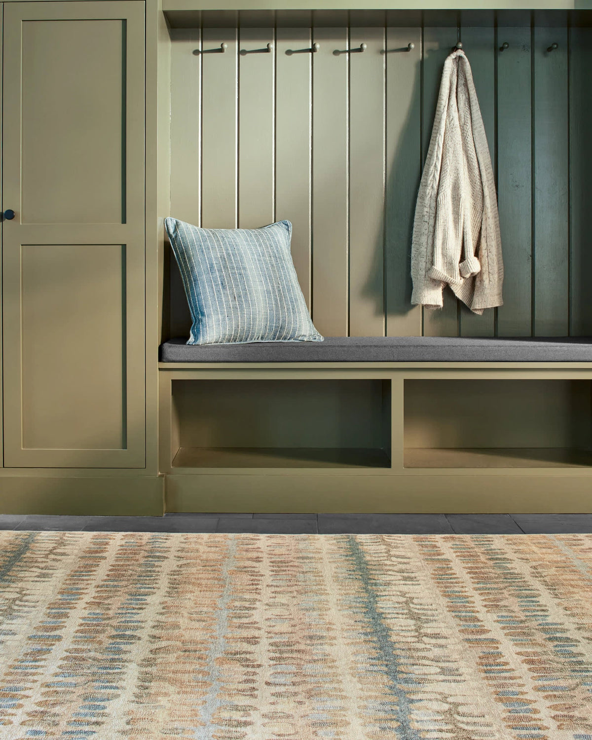 Dash & Albert Paint Chip Machine Washable Rug in Natural, entry setting