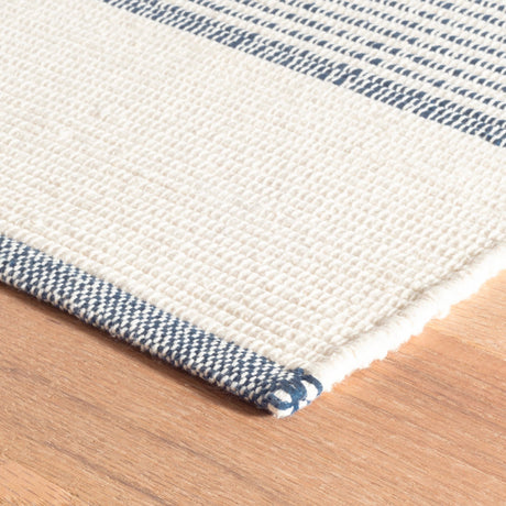 Dash & Albert La Mirada Handwoven Cotton Rug in Navy, corner detail