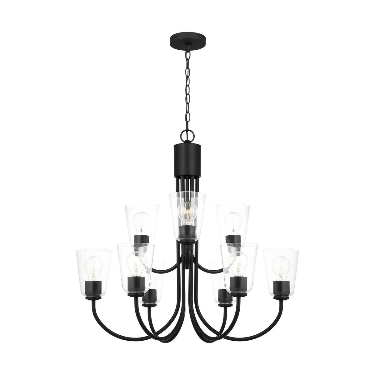 Miles Nine Light Chandelier — Clear