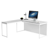 BDi Centro 6402 Desk Extension in Satin White on Oak with Grey Glass, on white