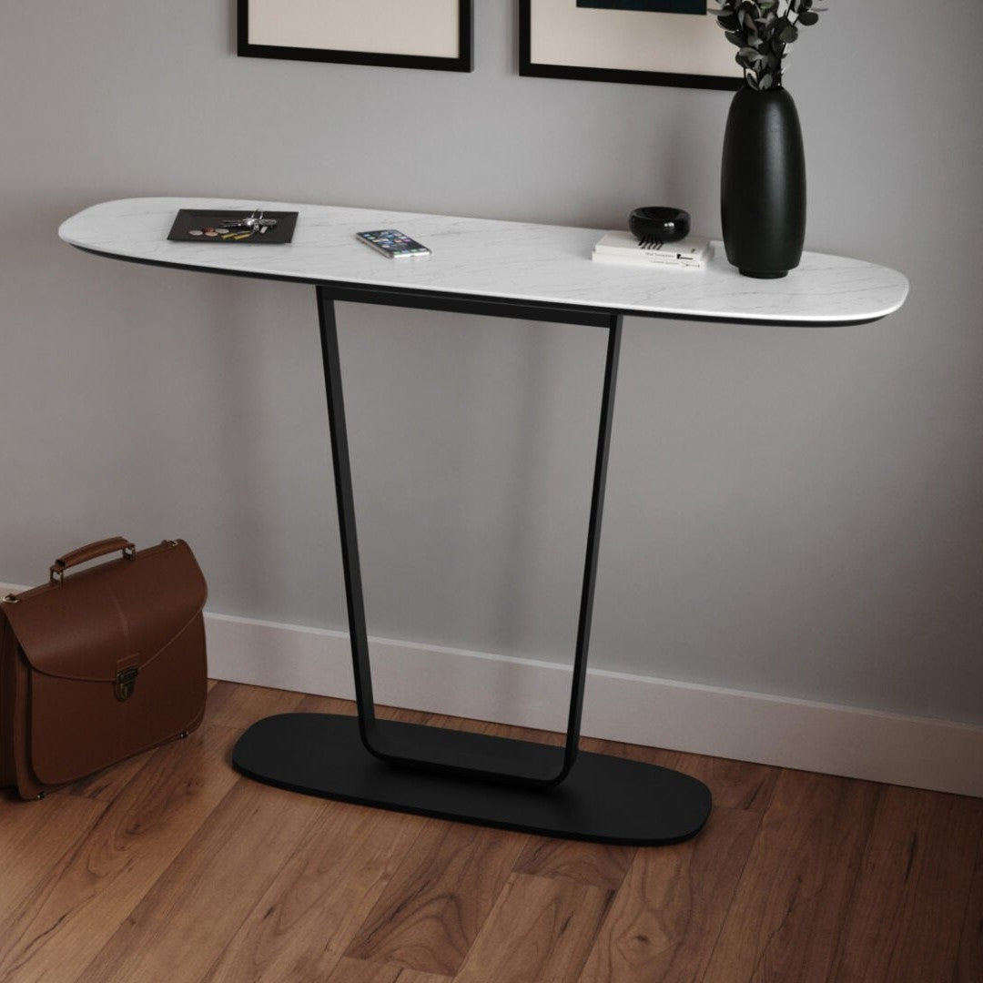 BDi Cloud 9 1183 Console Table in Cirrus White, in a room setting