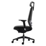 BDi Coda Modern Home Office Task Chair in Black/Grey High Performance Fabric, side view from the right, on white