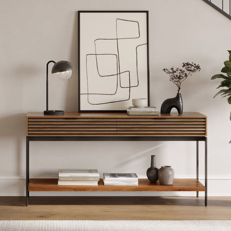 BDi Cora 1173 Console Table in Natural Walnut, in a room setting