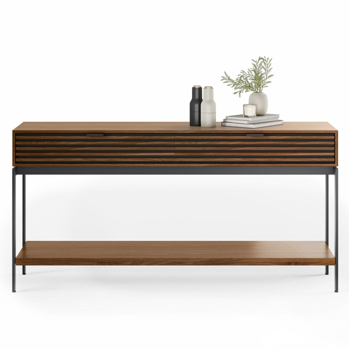 BDi Cora 1173 Console Table in Natural Walnut, on white