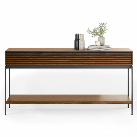 BDi Cora 1173 Console Table in Natural Walnut, on white