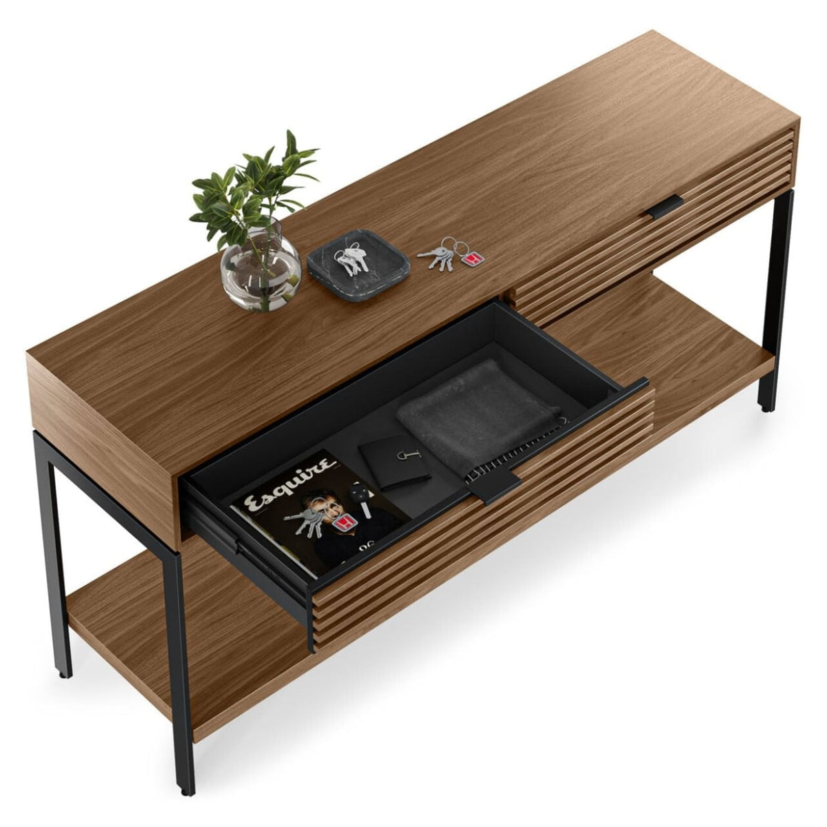 BDi Cora 1173 Console Table in Natural Walnut, on white