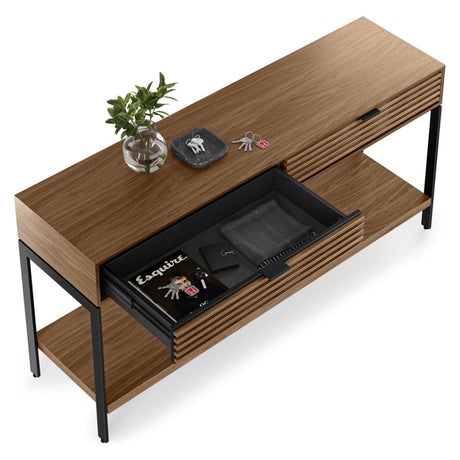 BDi Cora 1173 Console Table in Natural Walnut, on white